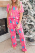 Christmas Tree Print V Neck Tee And Pants Lounge Set